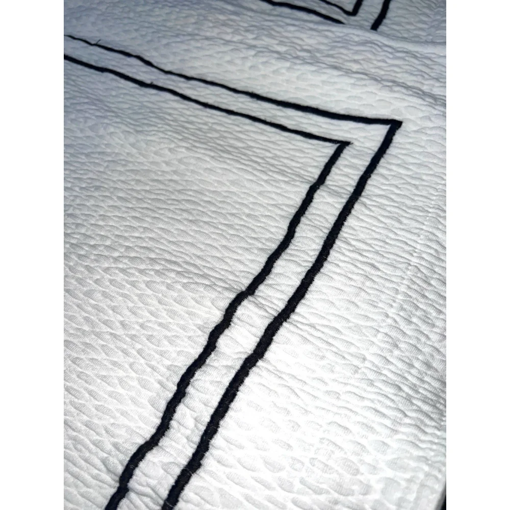 Columbine Cody White Navy Waffle Knit Pillow Shams Set of 3 traditional